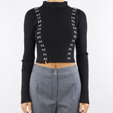 Maglia Nero glam rock aderente 2K0320K291 K103 PATRIZIA PEPE 