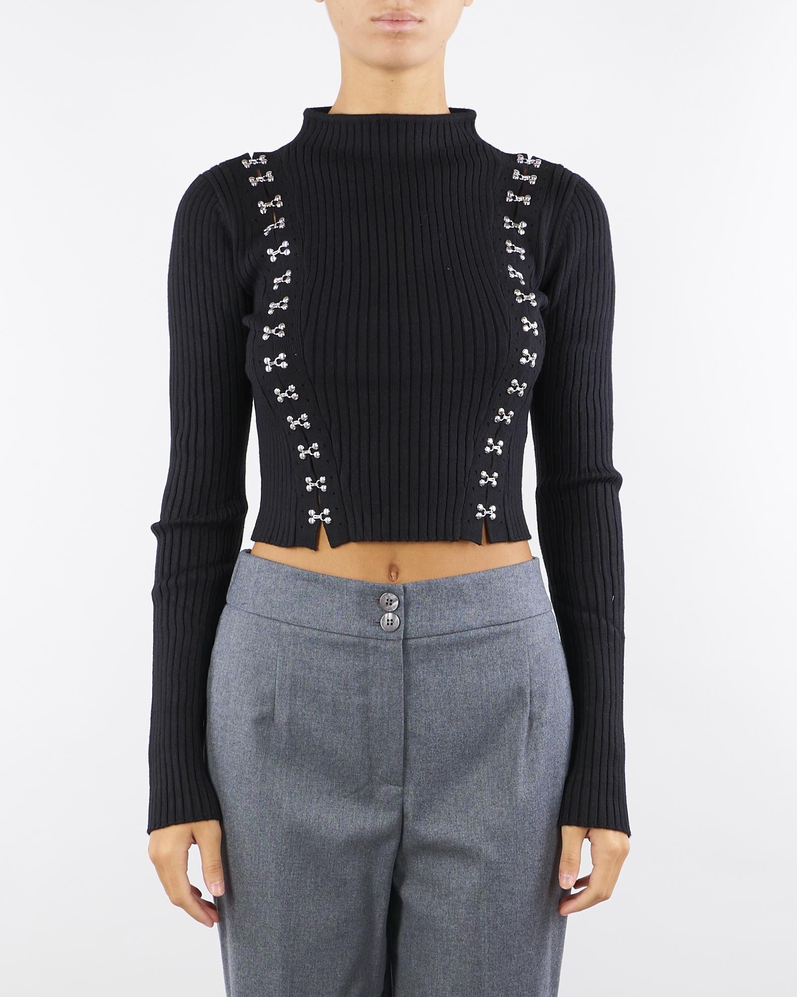 Maglia Nero glam rock aderente 2K0320K291 K103 PATRIZIA PEPE 