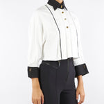 Camicia bicolor Bianco-Nero cropped in cotone CA10056E2 221 ELISABETTA FRANCHI 
