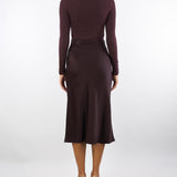 Abito Merlot in maglia a costine e raso con taschino AM06B56E2 EA4 ELISABETTA FRANCHI 