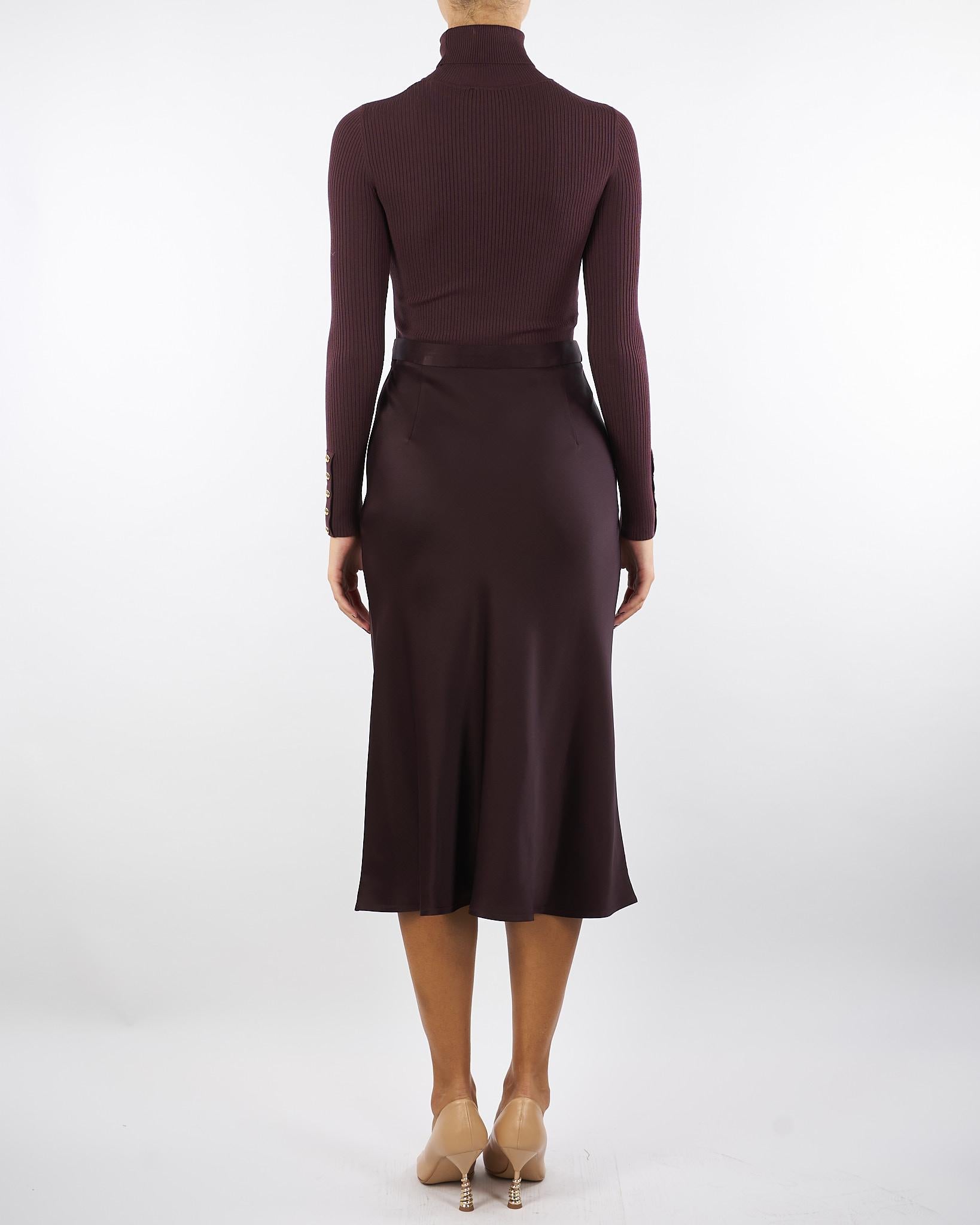 Abito Merlot in maglia a costine e raso con taschino AM06B56E2 EA4 ELISABETTA FRANCHI 