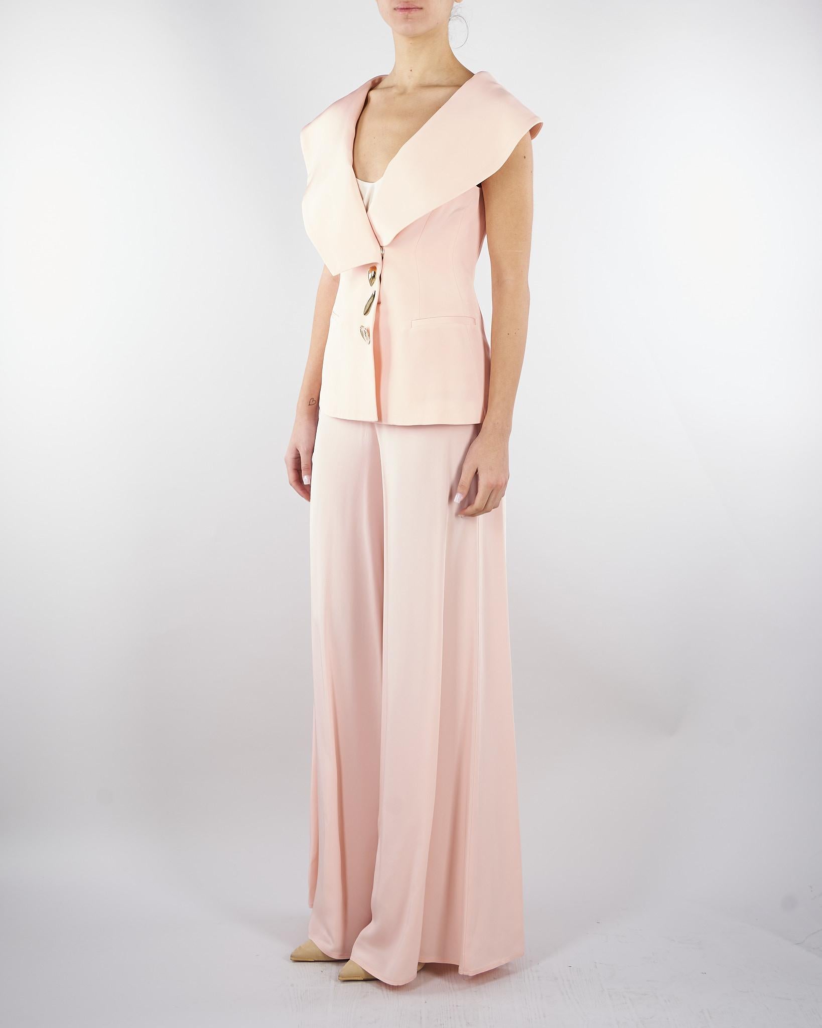Giacca Rosa in cady senza maniche con ampio scollo GI01401TVIS0026 V0697 SIMONA CORSELLINI 