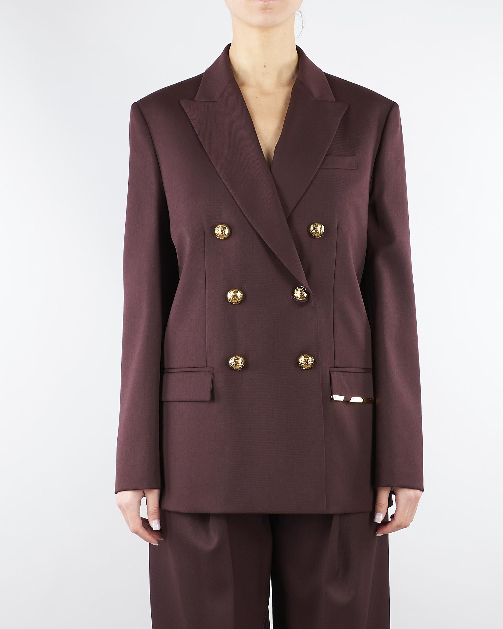 Giacca Cacao in fresco lana con placca gioiello GI22061E2 644 ELISABETTA FRANCHI 