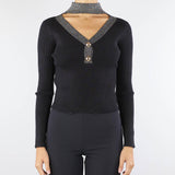 Maglia a costine con profili oro No Secrets