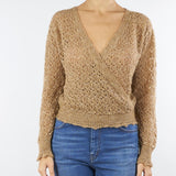 Maglia Caramello in mohair con scollo a V e incrocio TT3200 498 TWIN SET 