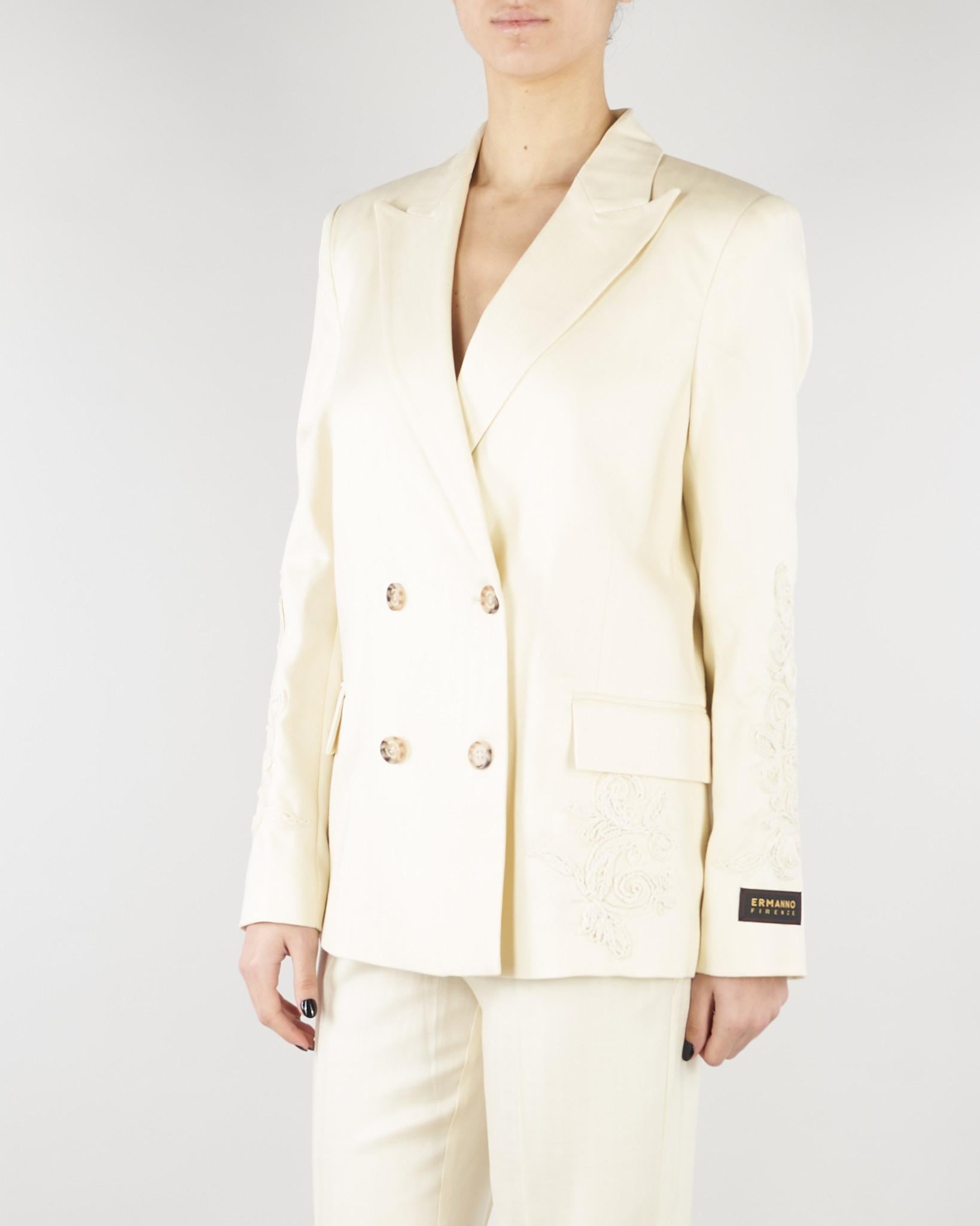 Blazer Vaniglia doppiopetto spinato con ricami D48EI023ER3 MF333 ERMANNO BY ERMANNO SCERVINO 