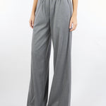 Pantalone Grigio wide leg con elastico in vita RI5CO014 0007 ICONA 