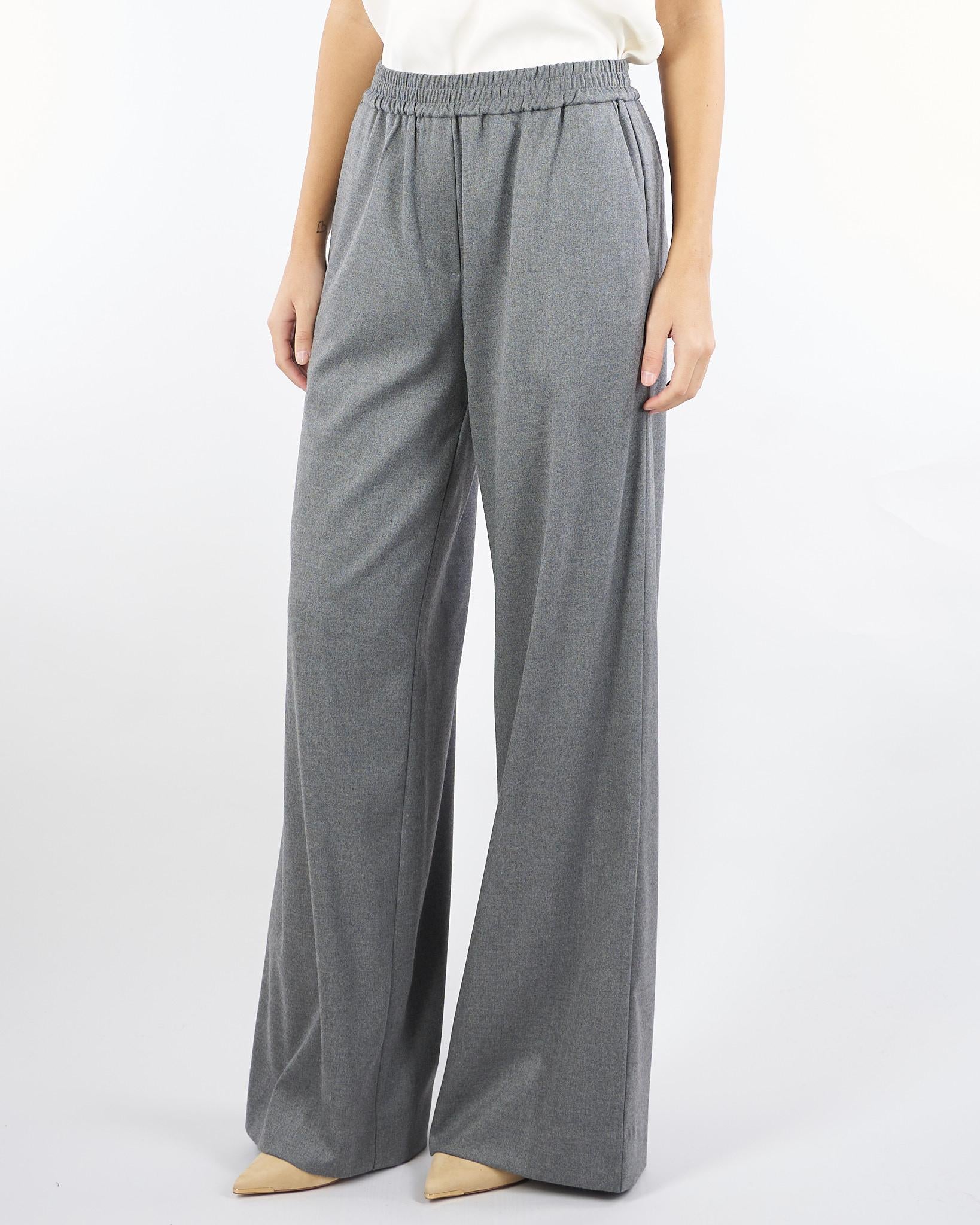 Pantalone Grigio wide leg con elastico in vita RI5CO014 0007 ICONA 