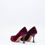 Decollette in vellutto con accessorio Francesco Sacco