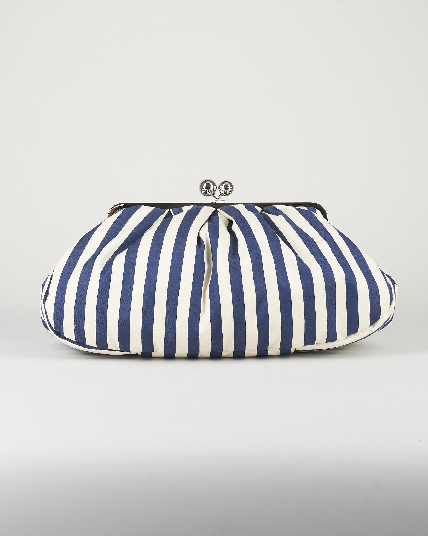Pasticcino Bag Blu-Bianco  large in cotone a righe WKACACHI 3 MAX MARA WEEKEND 