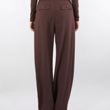 Pantaloni Coffee in crêpe leggero con pinces PA12556E2 EA3 ELISABETTA FRANCHI 