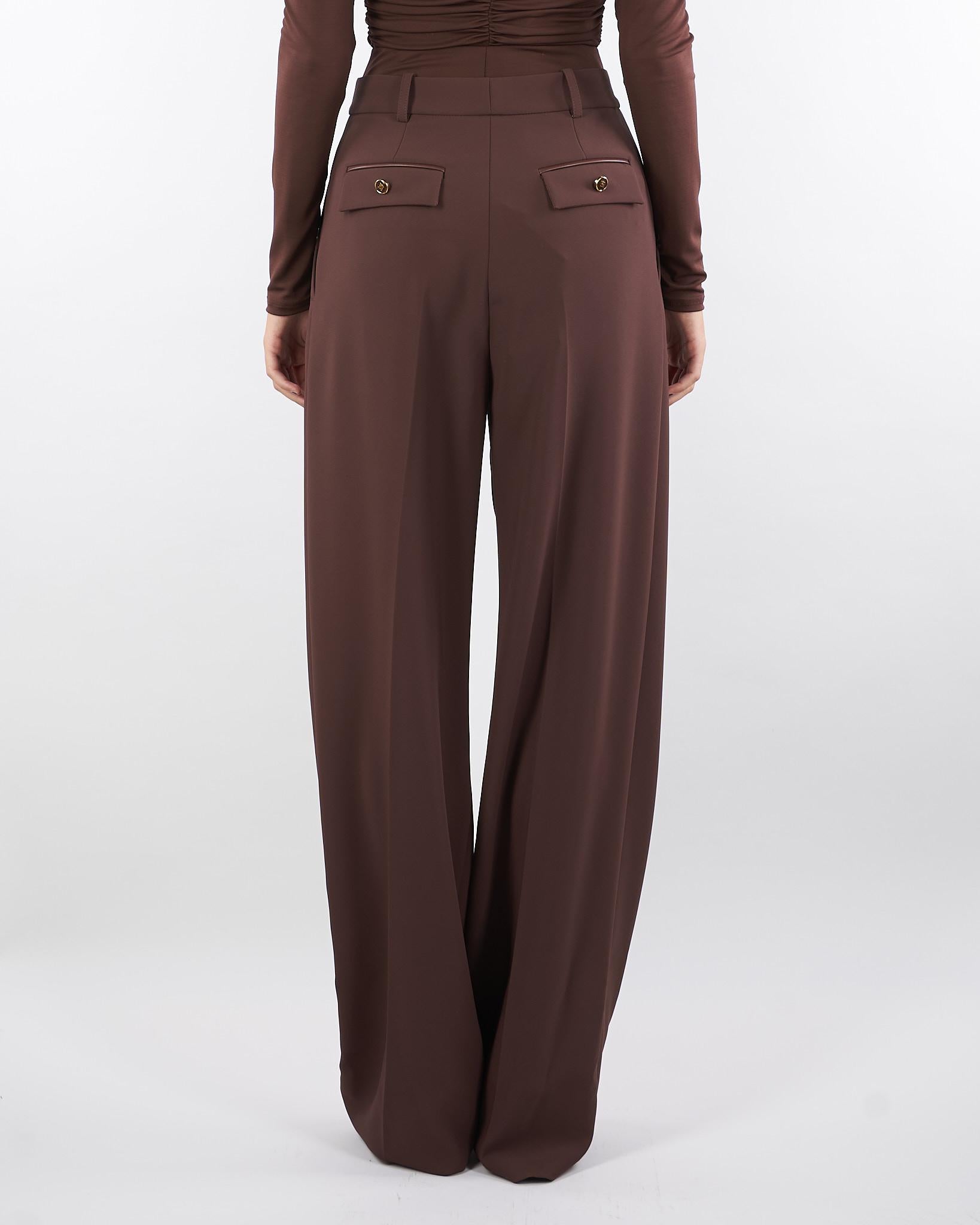 Pantaloni Coffee in crêpe leggero con pinces PA12556E2 EA3 ELISABETTA FRANCHI 