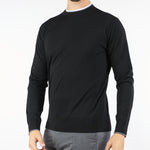 Maglia Nero in alna merinos con profili a contrasto A004F001 9000 PAOLO PECORA 
