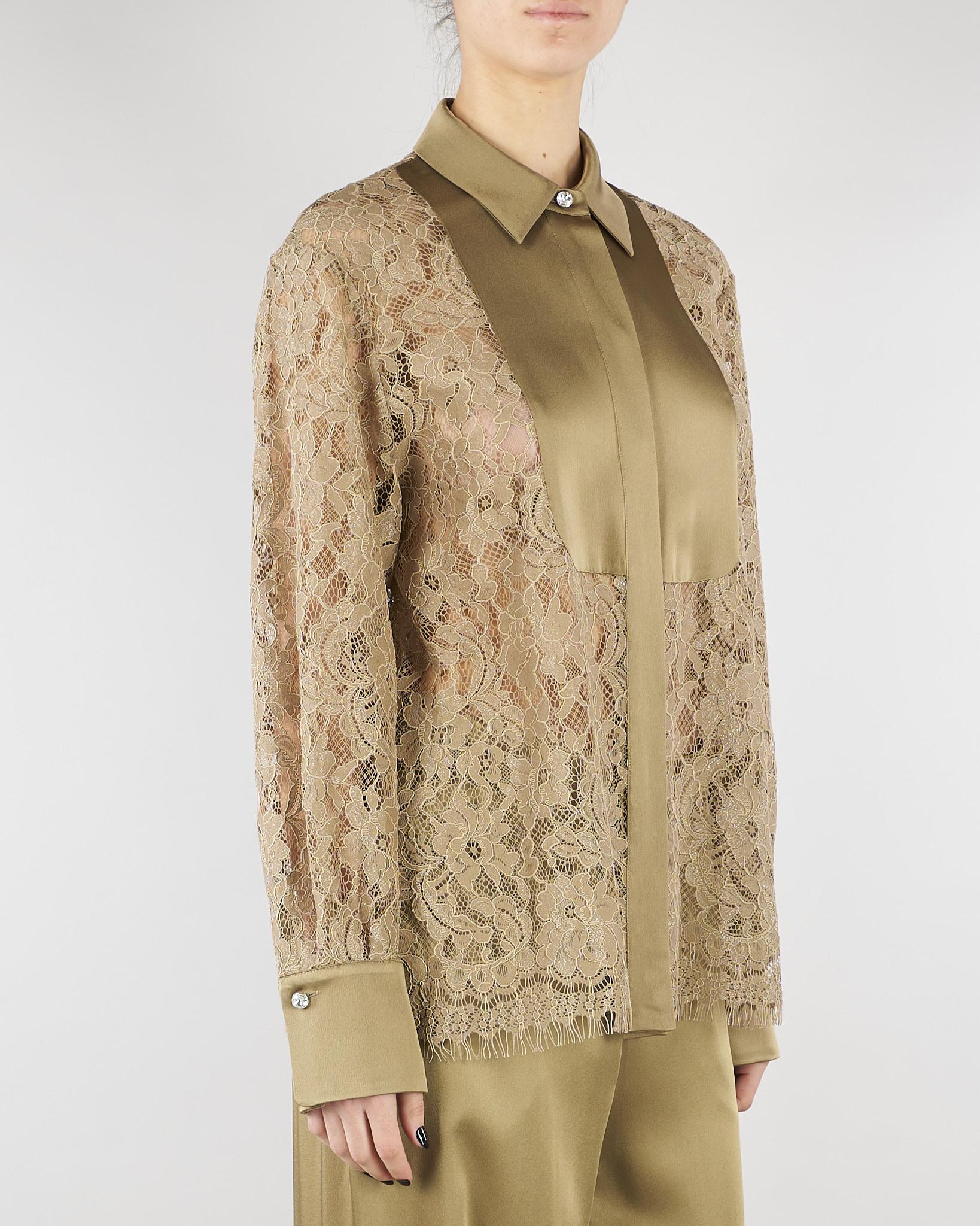 Camicia Verde in pizzo con dettagli in satin E3809739 30 CLIPS 