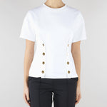 T-shirt Gesso con bottoni gold MA00461E2 270 ELISABETTA FRANCHI 