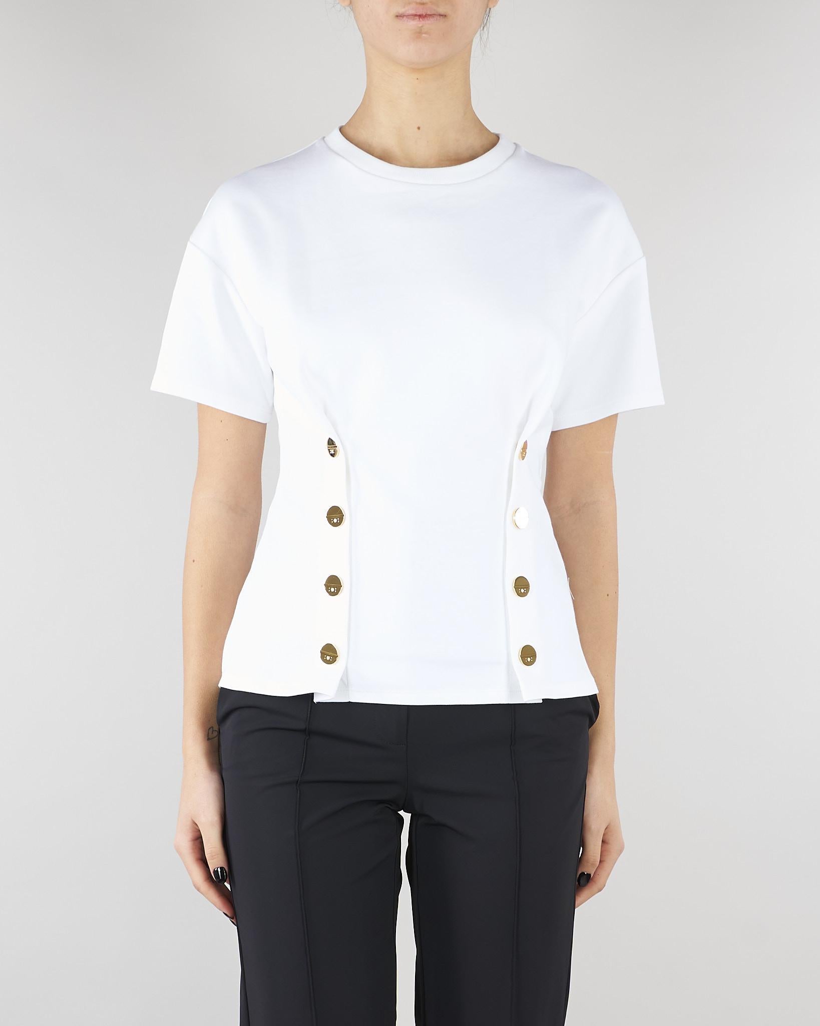 T-shirt Gesso con bottoni gold MA00461E2 270 ELISABETTA FRANCHI 