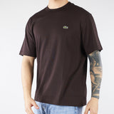 T-shirt Marrone in cotone con logo TH7318 3LA LACOSTE 