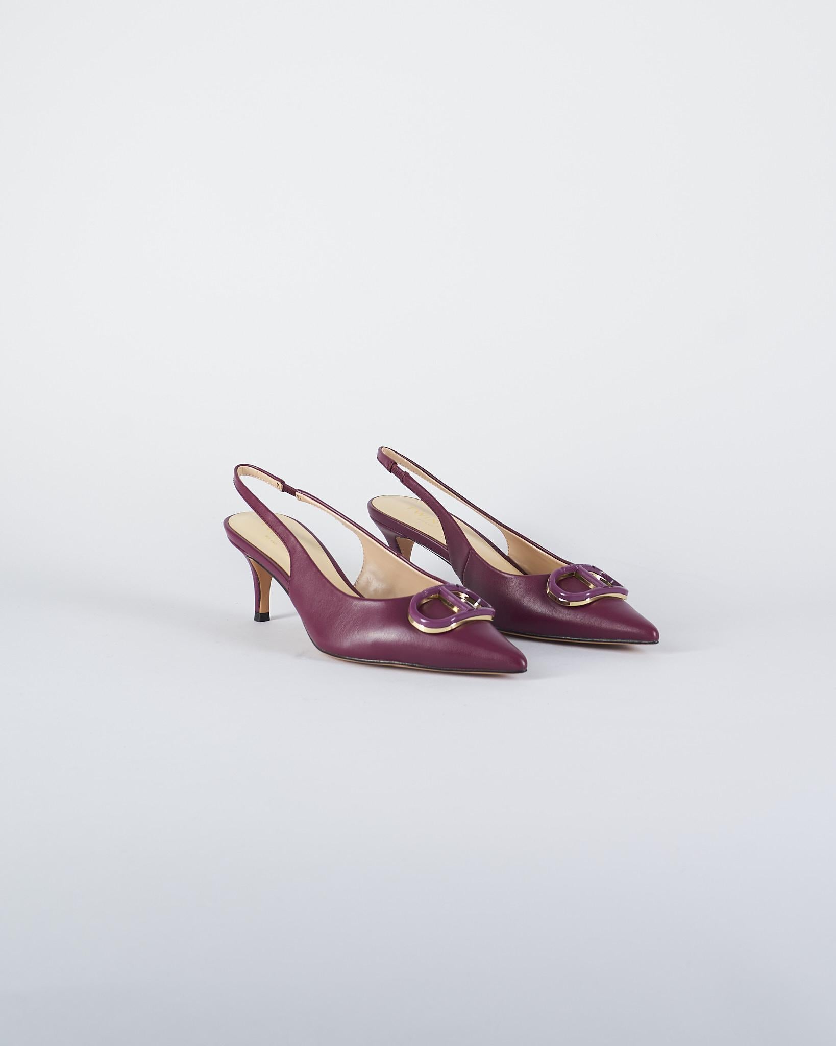 Décolleté Bordeaux sling back con Oval T<BR/> TCP030 5609 TWIN SET 