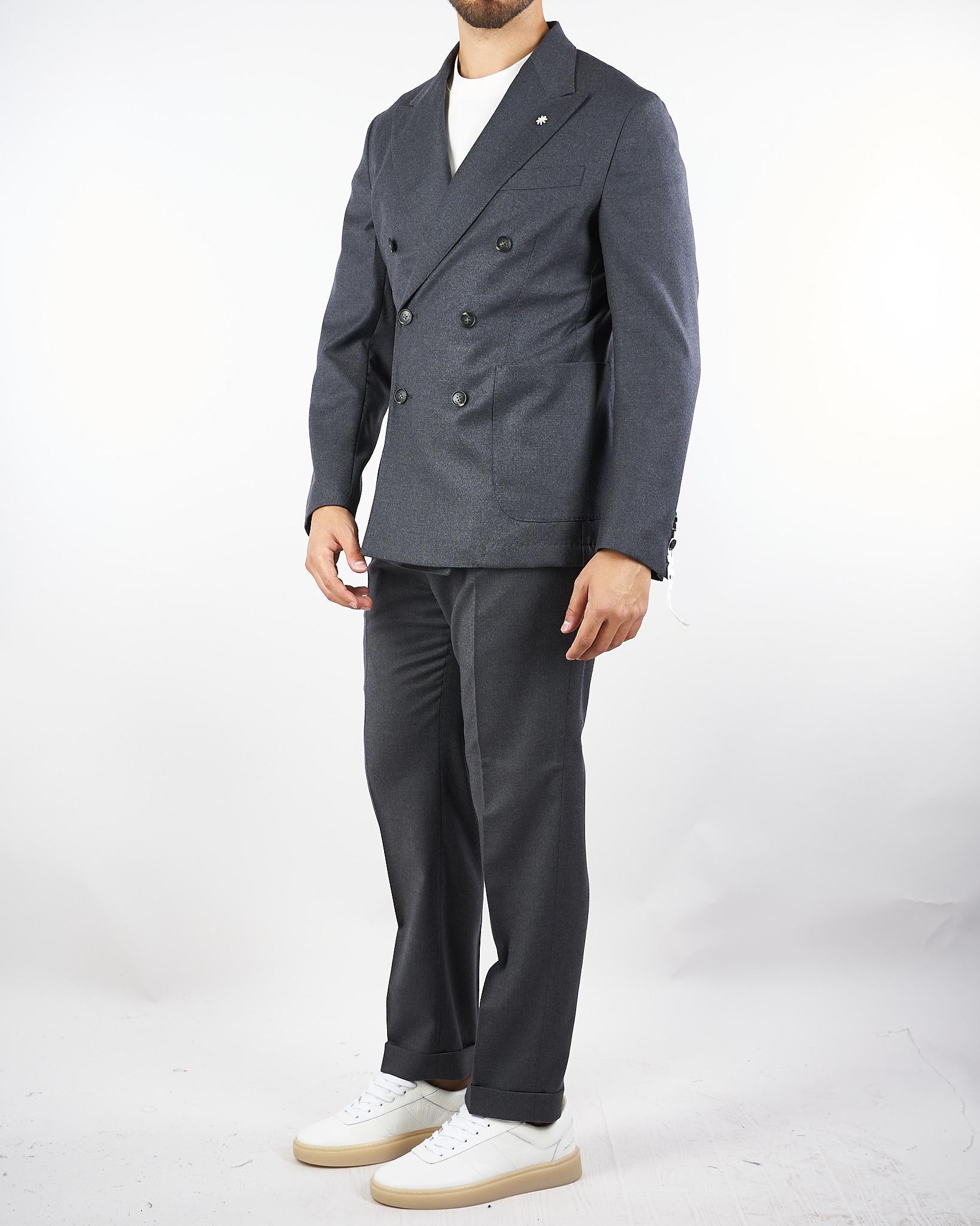 Giacca Grigio doppiopetto in flanella di lana 3932G2738250501 98 MANUEL RITZ 