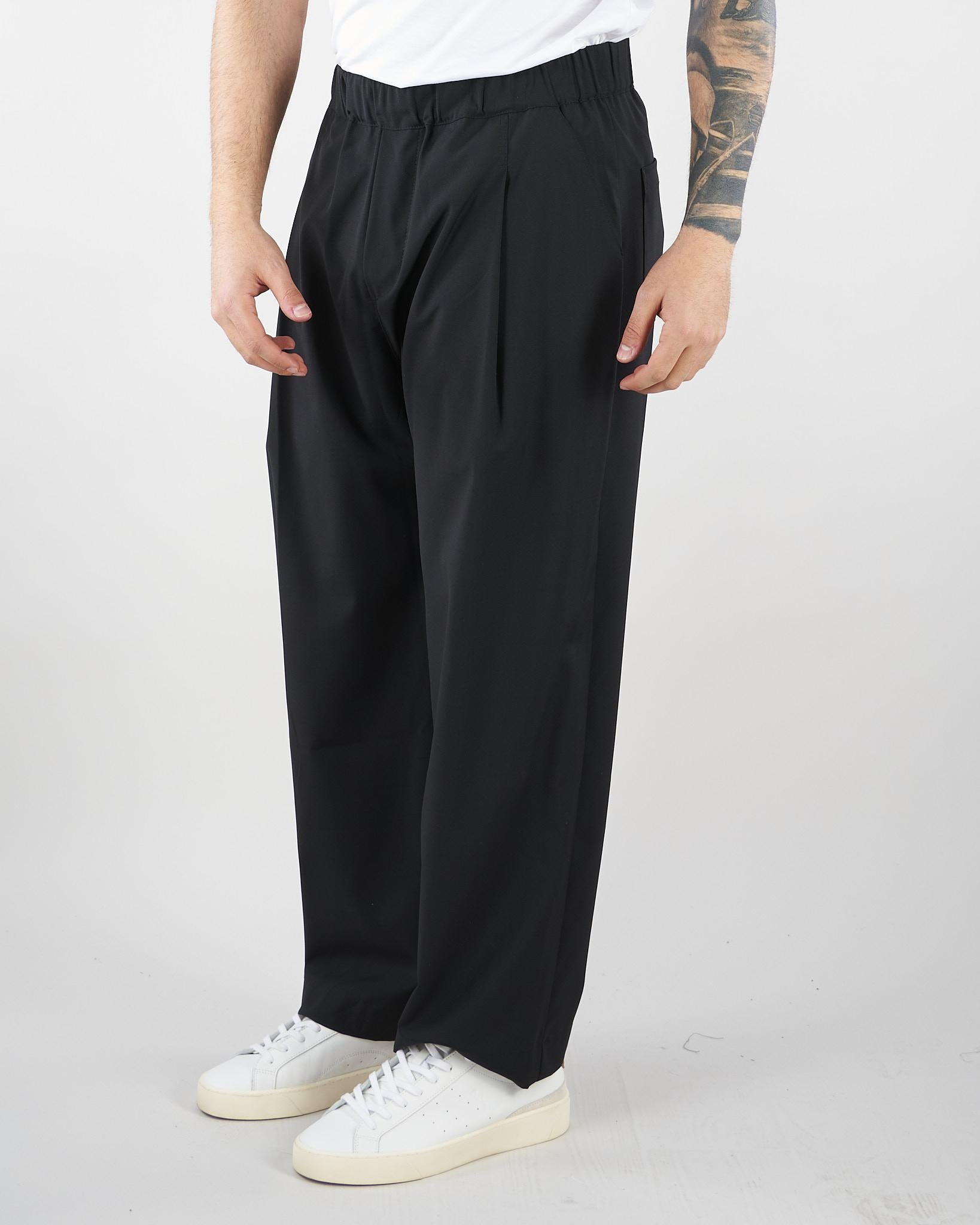 Pantalone Nero con elastico e pences Relaxed fit S6PKMAPA094 110 A PAPER KID 