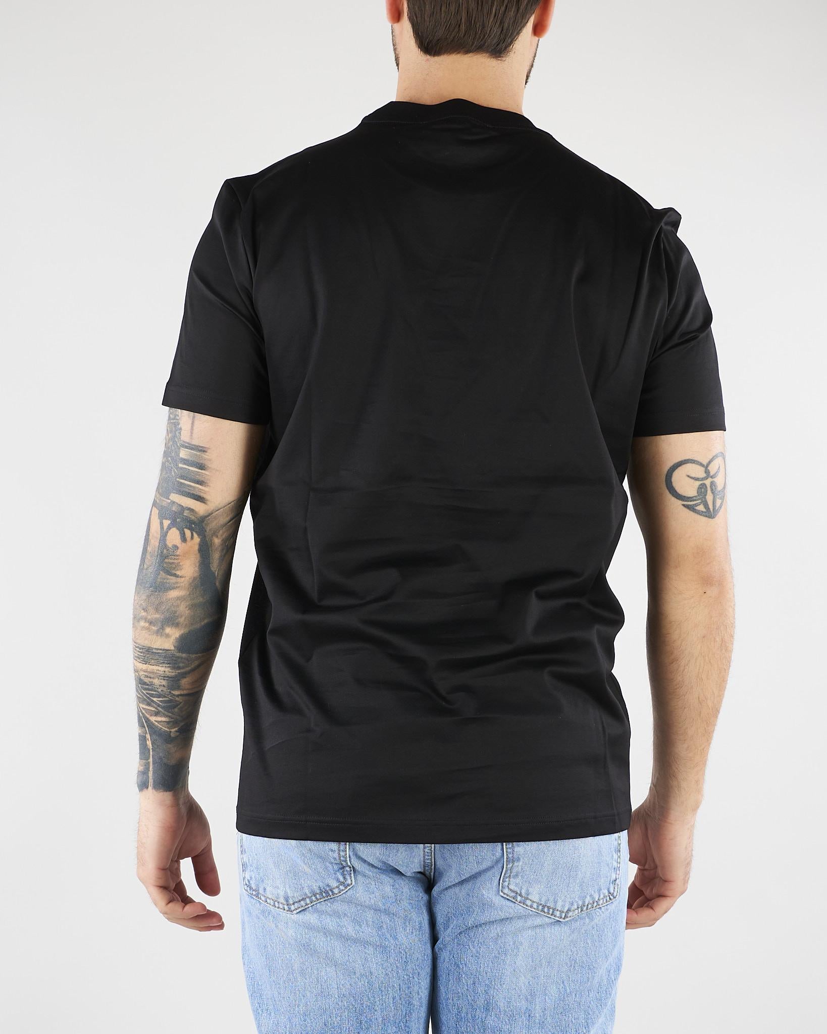 T-shirt Basic Nero in cotone mercerizzato LT26001 D001 LOW BRAND 