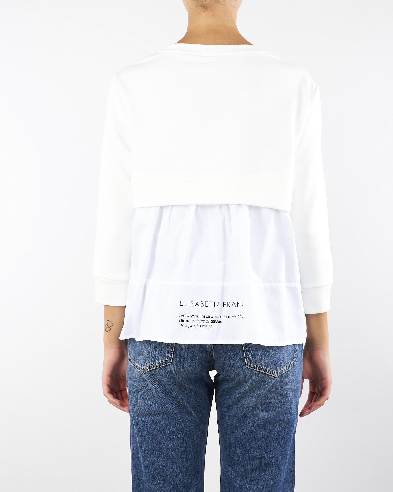 Maglia Avorio in felpa con dettagli in popeline MD00656E2 360 ELISABETTA FRANCHI 