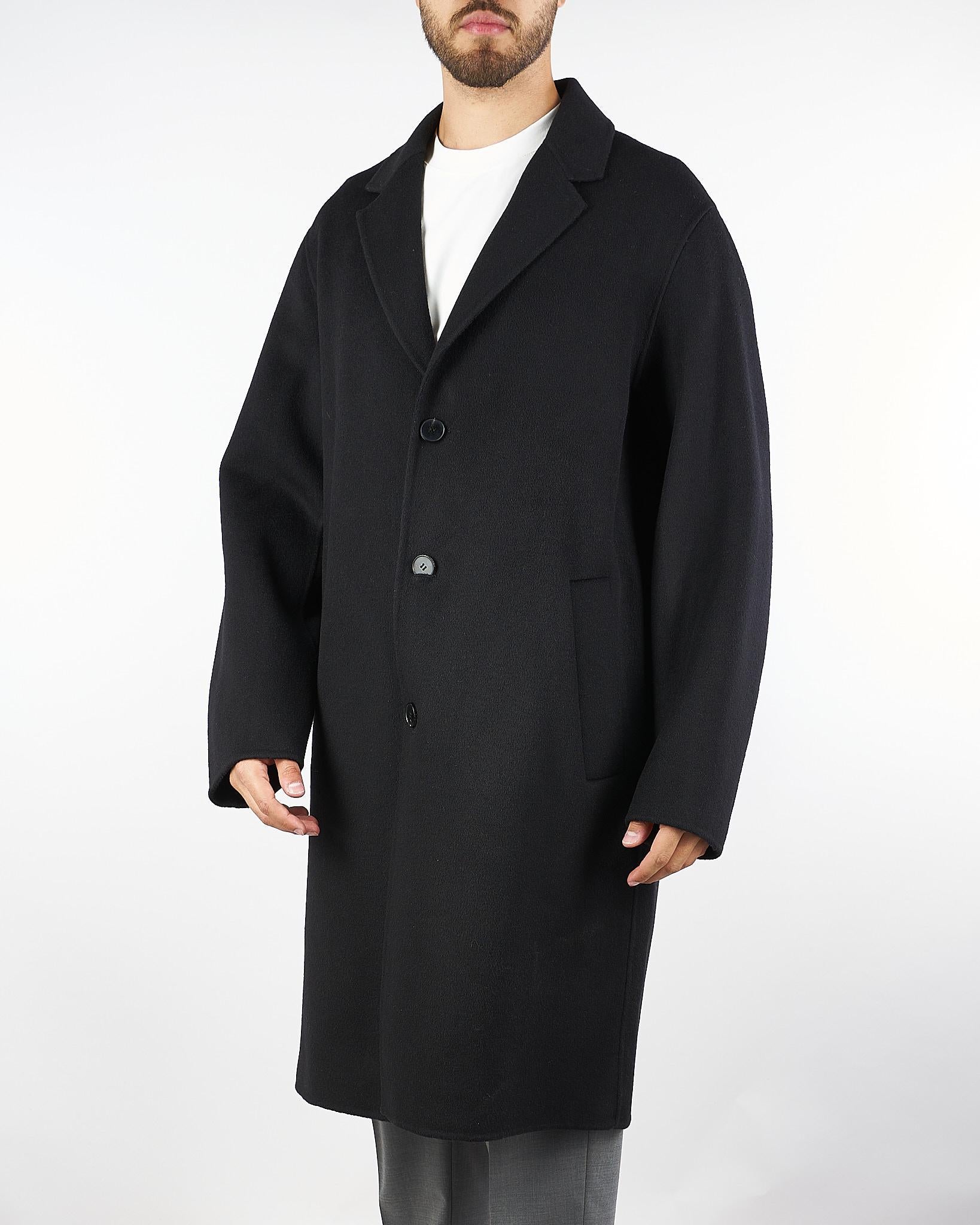 Cappotto Nero oversize in pura lana B6F0022 99 AMARANTO 