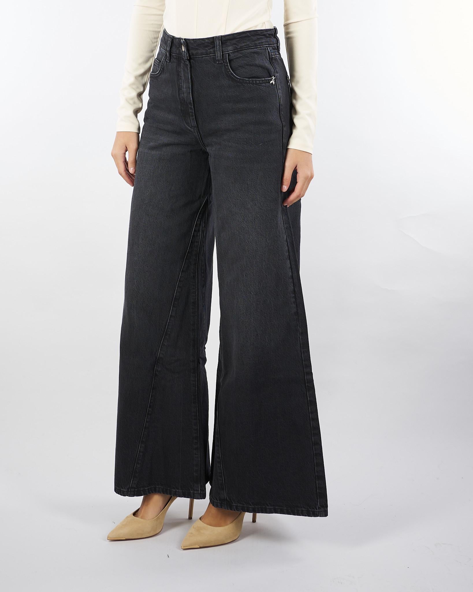 Jeans Nero wide leg a vita bassa 8P0755D1WZN K463 PATRIZIA PEPE 
