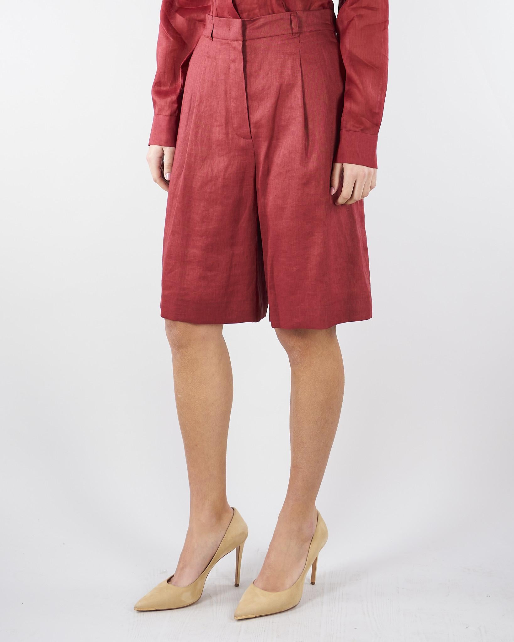 Bermuda Rosso lungo in tela di lino MSTCARAVAN 32 MAX MARA STUDIO 