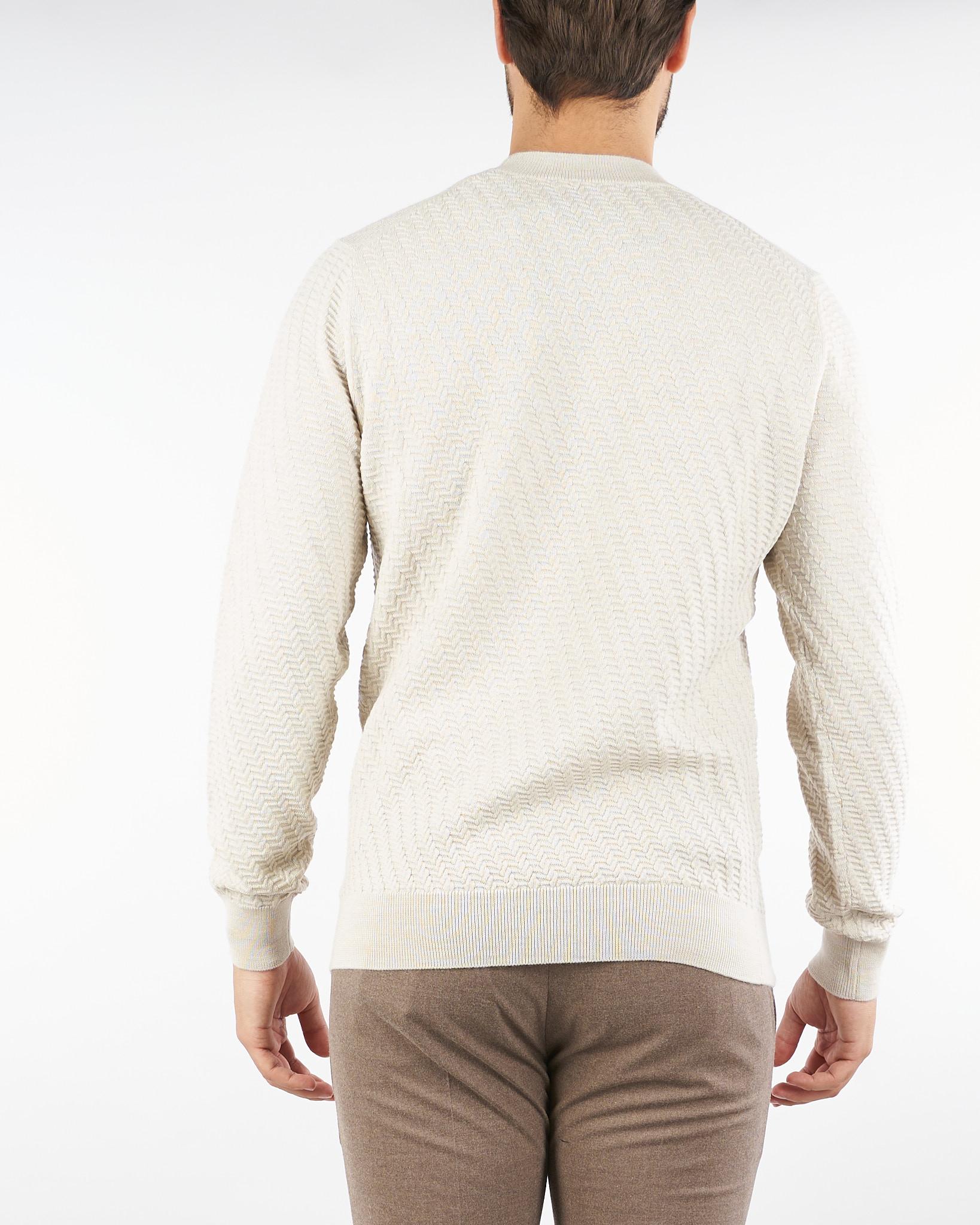 Maglia jacquard Crema in pura lana rasata A033F009 1342 PAOLO PECORA 