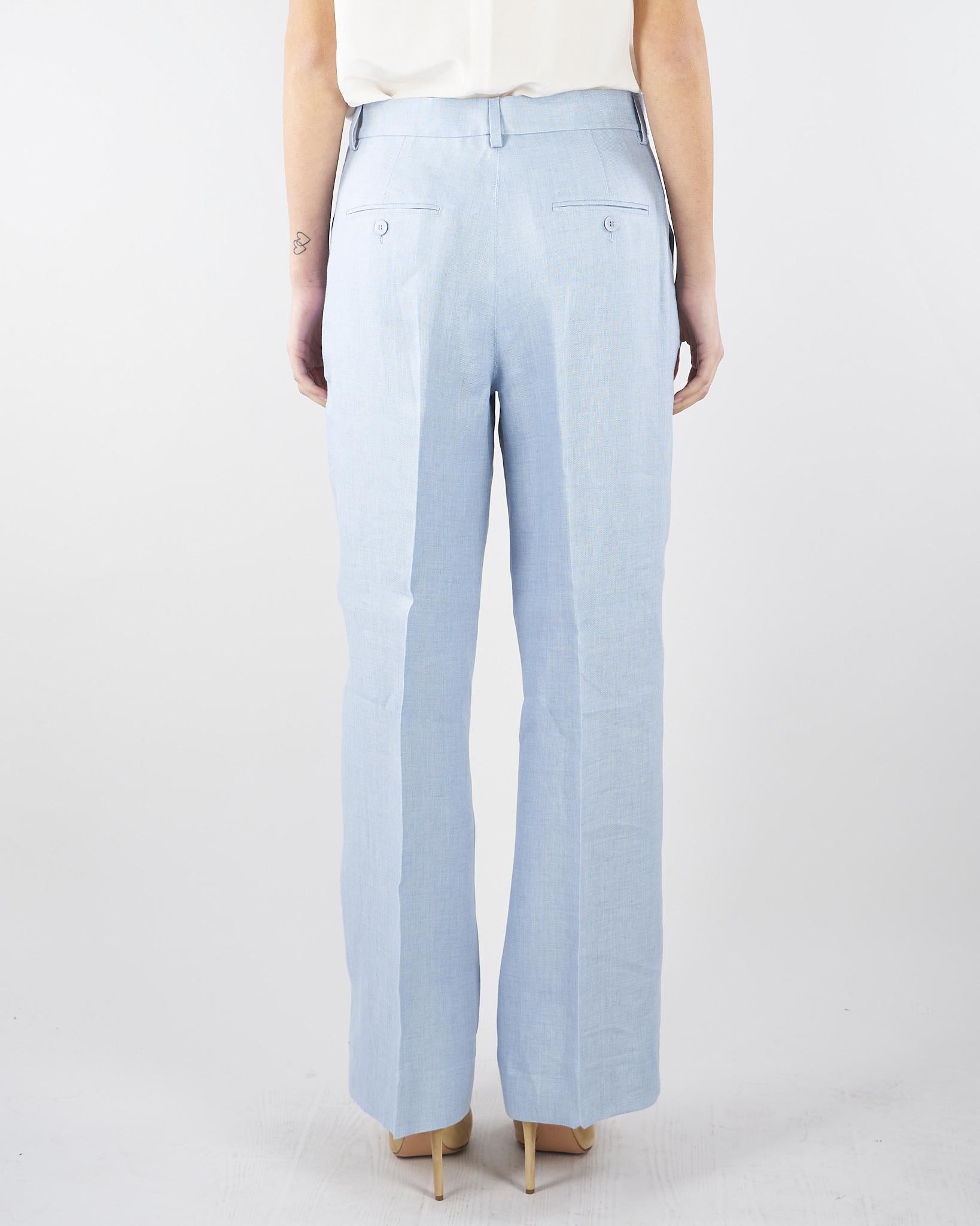 Pantalone Celeste in canvas di lino WKDMALIZIA 25 MAX MARA WEEKEND 
