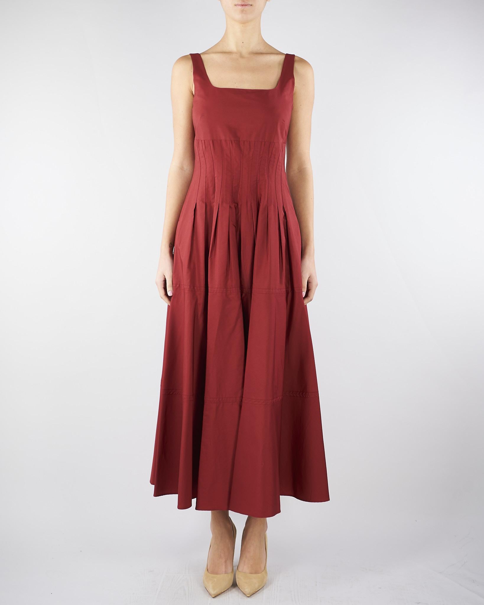 Abito Rosso in popeline con gonna ampia MSTFELTRE 74 MAX MARA STUDIO 