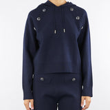 Maglia Blu con cappuccio e bottoni gioiello RF5256MA41R 93812 BLUGIRL 