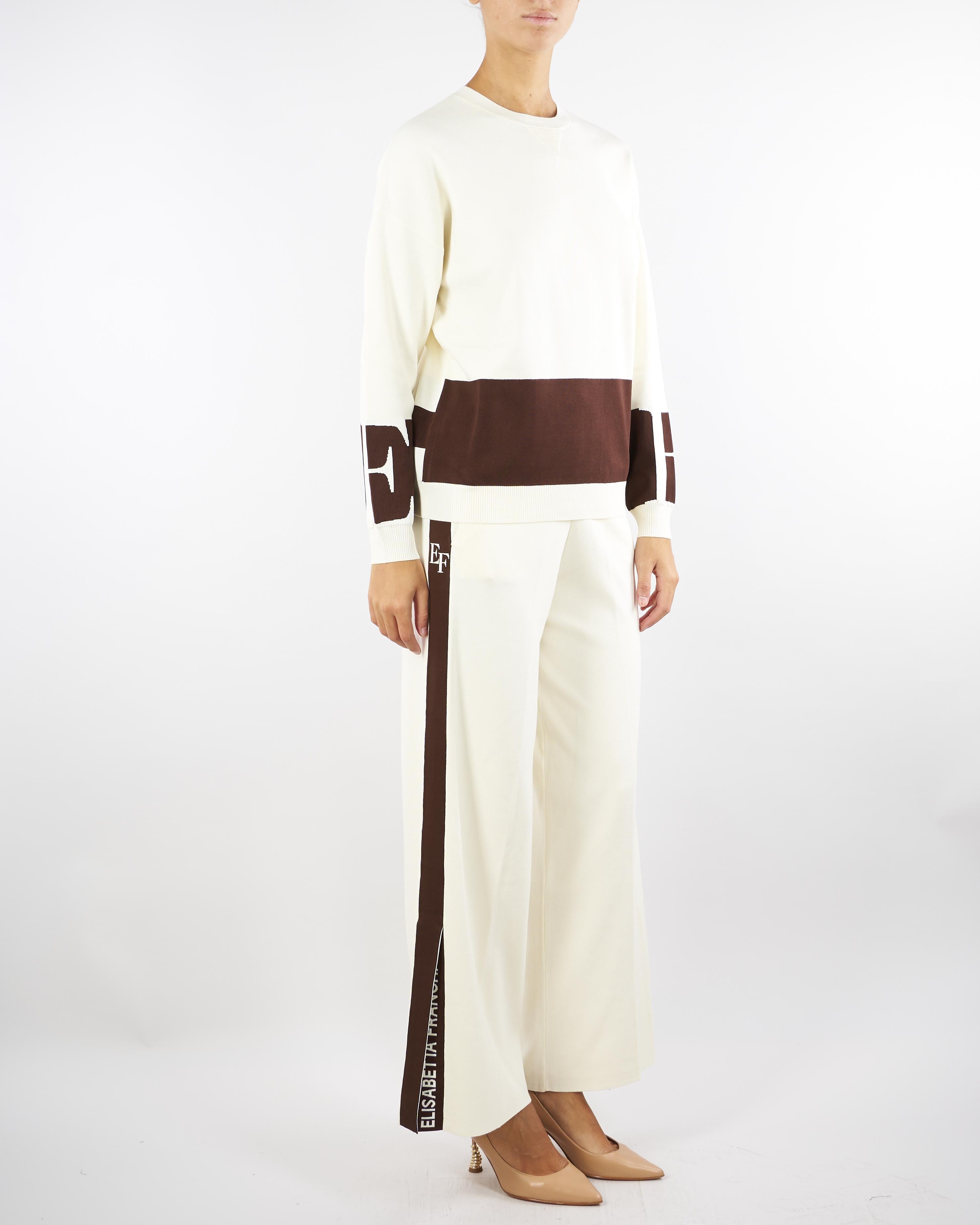 Maglia Milk-Coffee in viscosa con bande lucide MK01S56E2 EG2 ELISABETTA FRANCHI 