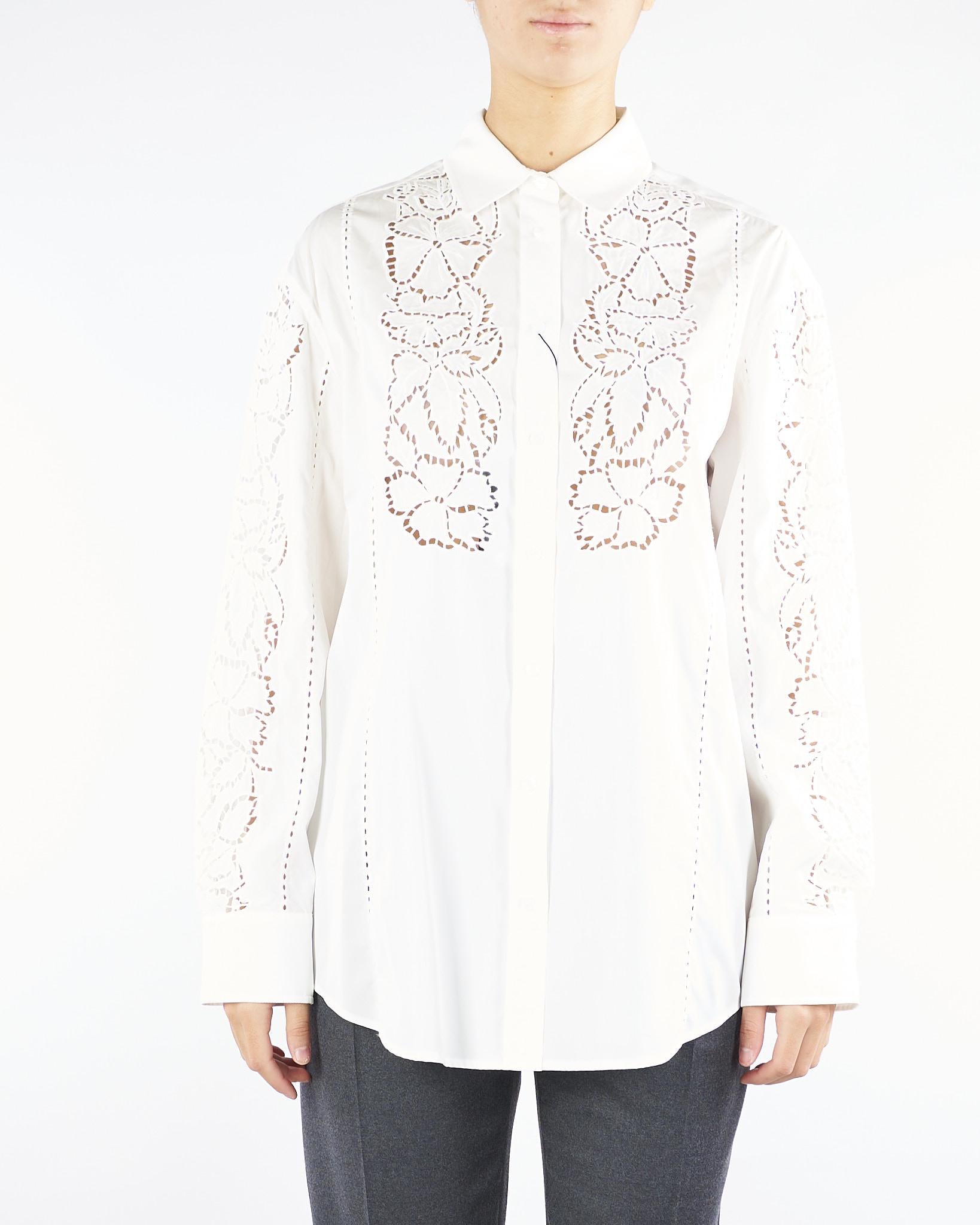 Camicia Bianco morbida in popeline ricamato ELMI 4 MAX MARA WEEKEND 