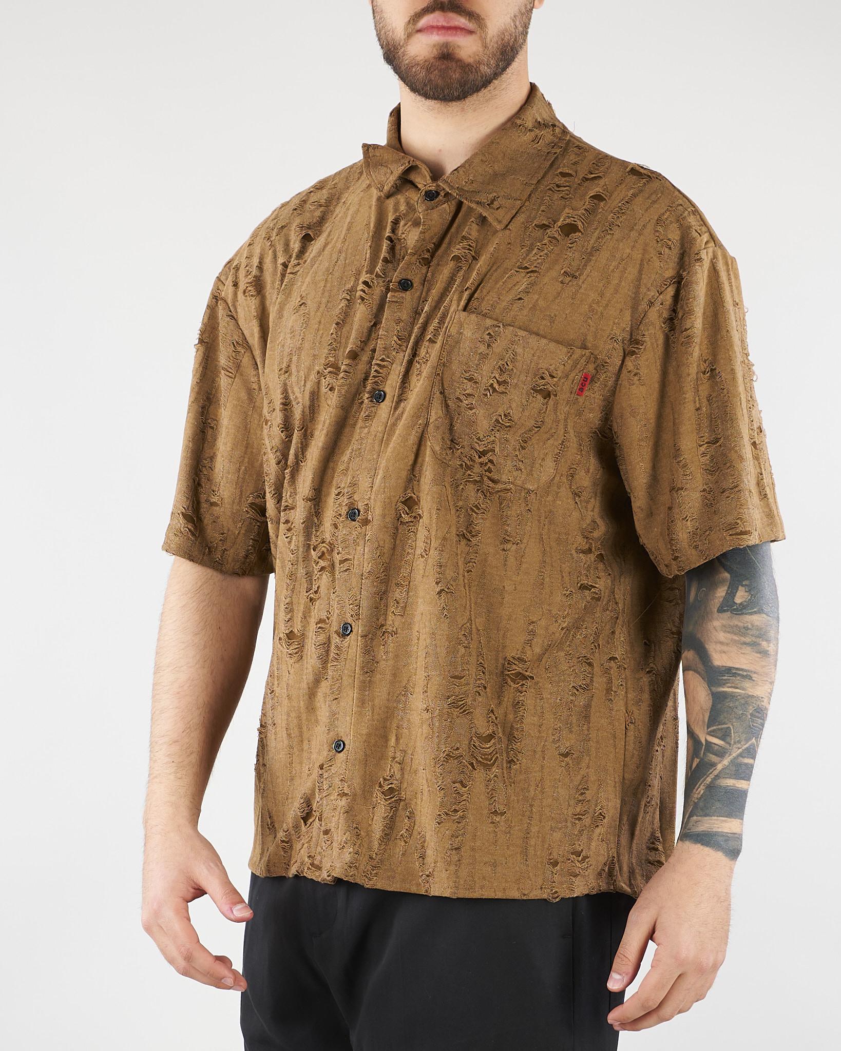 Camicia Tabacco con rotture HTEM220602 916 ACUPUNCTURE 