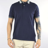 Polo Blu in piquè con profili a contrasto