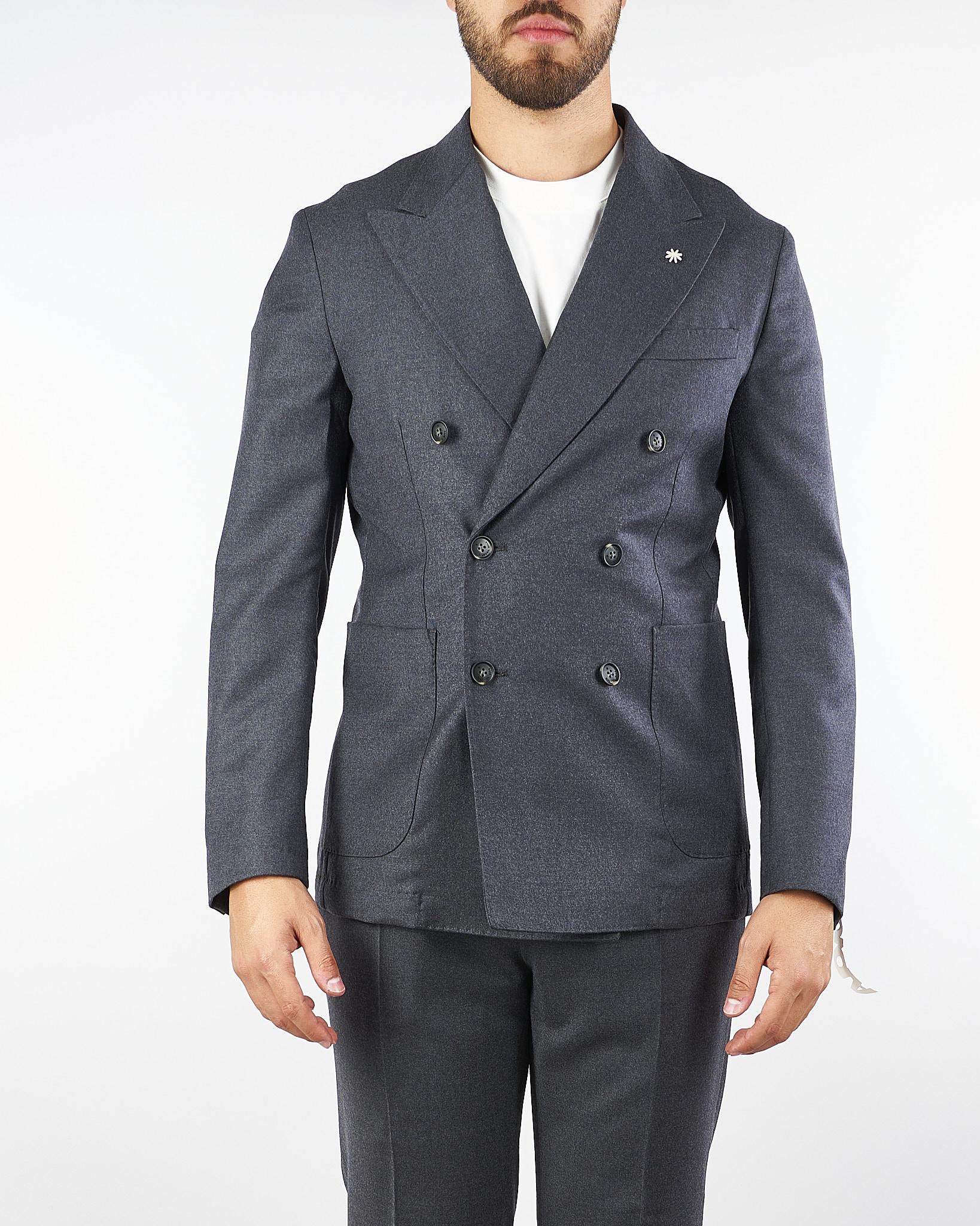 Giacca Grigio doppiopetto in flanella di lana 3932G2738250501 98 MANUEL RITZ 