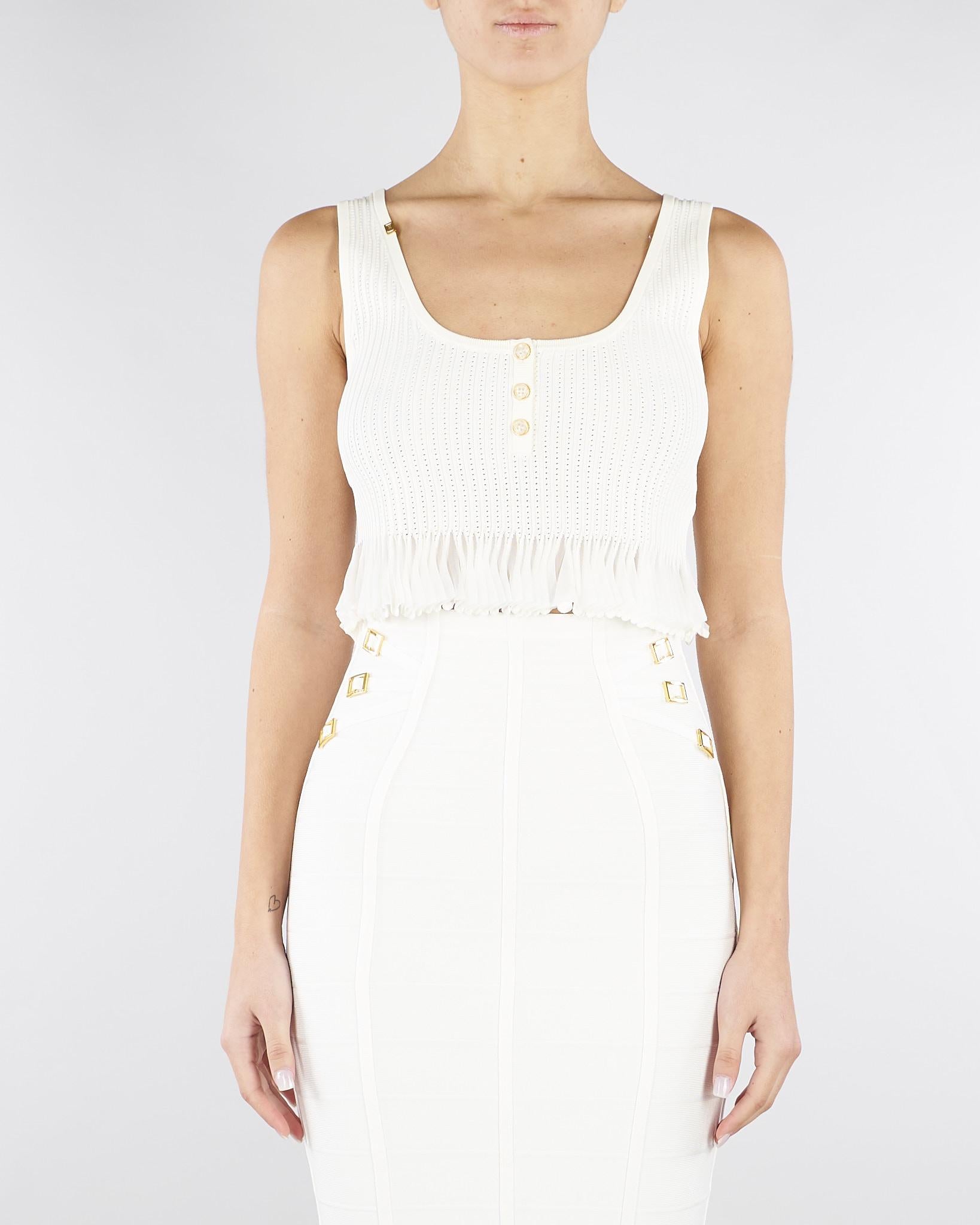 Top Avorio in maglia à jour TK74B61E2 360 ELISABETTA FRANCHI 