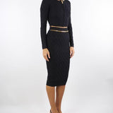 Gonna Nero in maglia a rombi con dettaglio gioiello GK20B56E2 110 ELISABETTA FRANCHI 