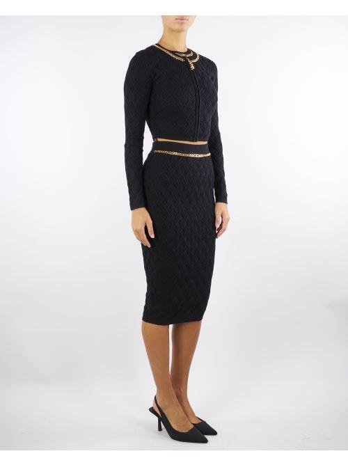 Gonna Nero in maglia a rombi con dettaglio gioiello GK20B56E2 110 ELISABETTA FRANCHI 