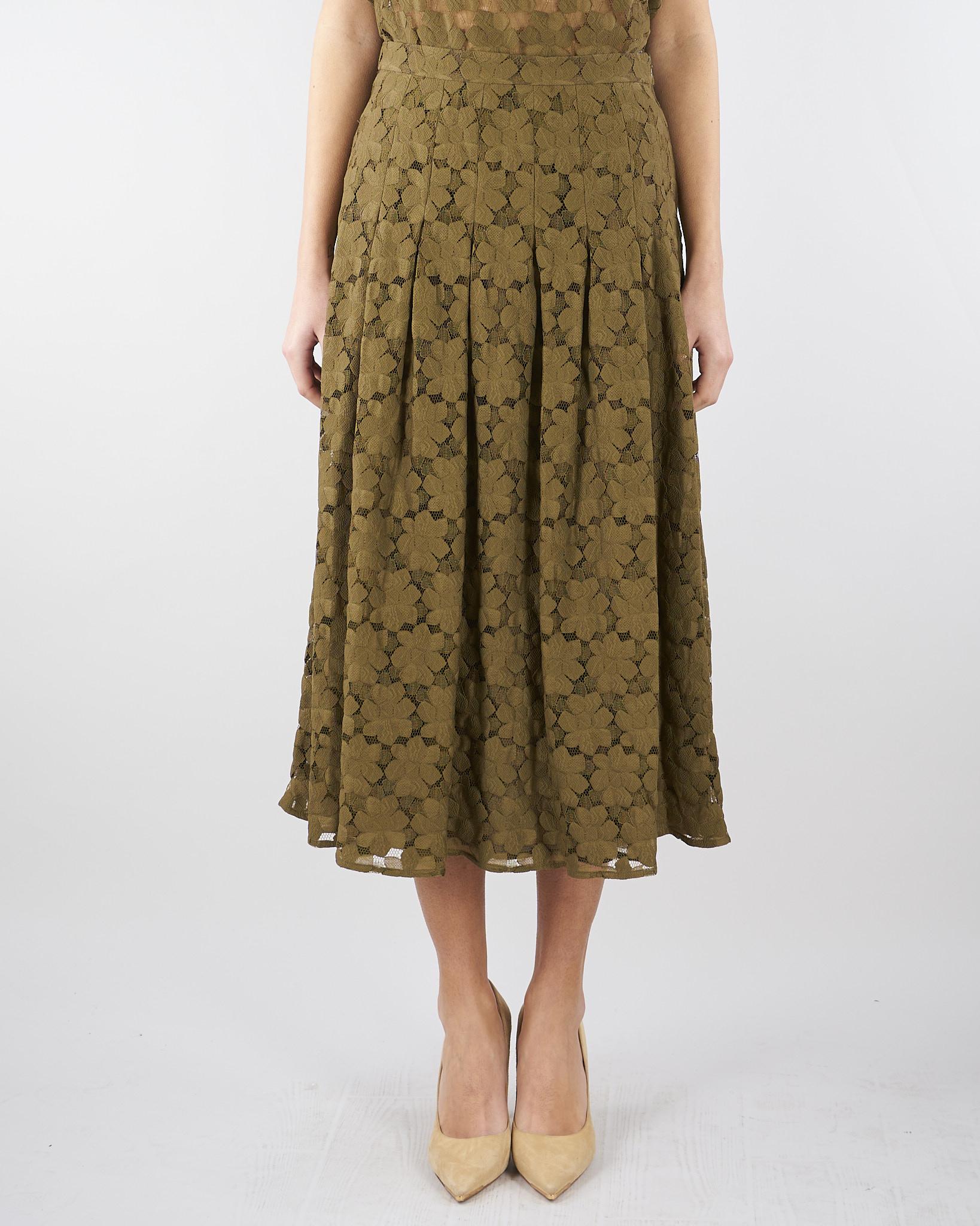 Gonna midi Verde Olio in pizzo MSTAIRONE 1 MAX MARA STUDIO 