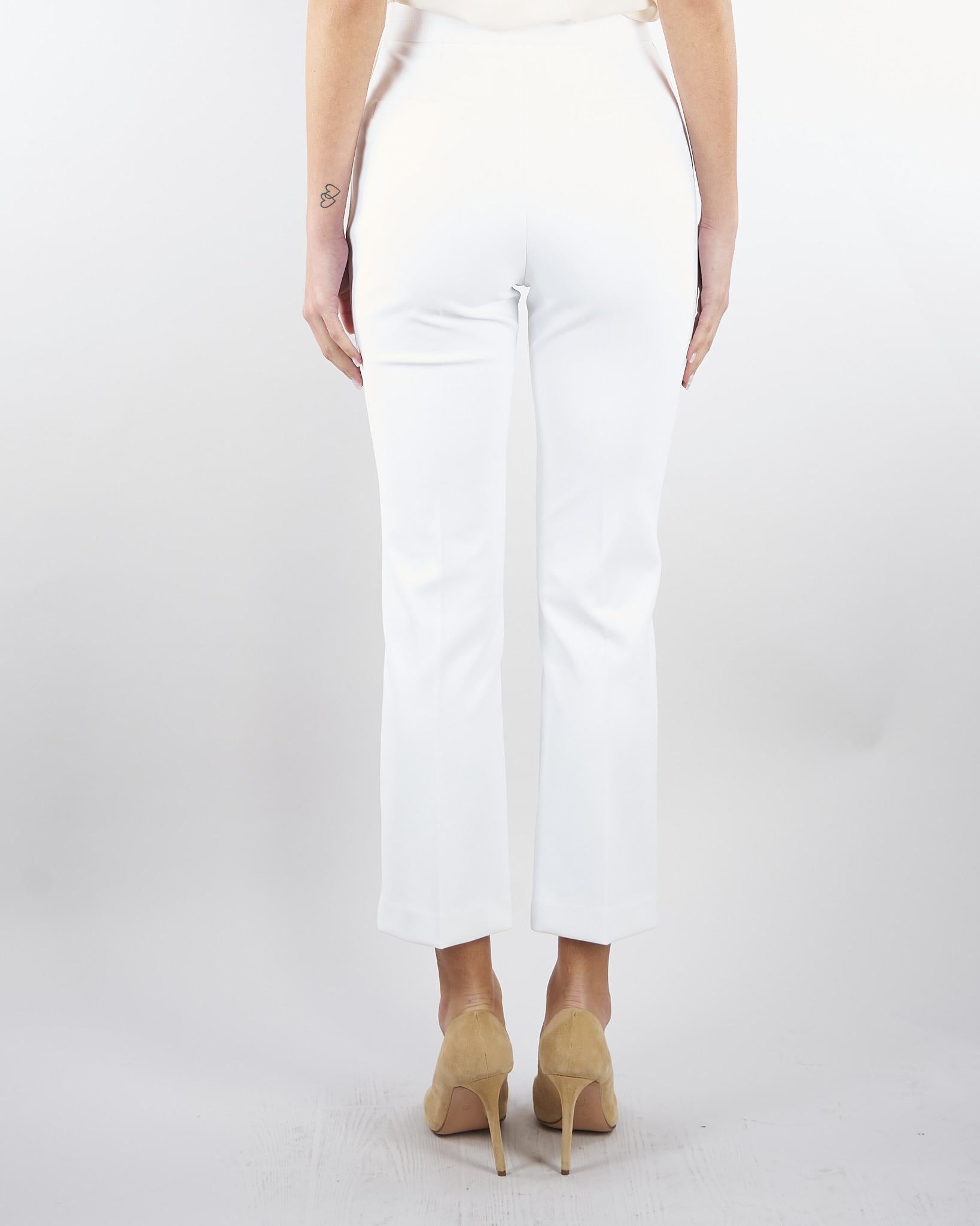 Pantaloni Avorio in doppio crêpe stretch con logo charm PA16861E2 360 ELISABETTA FRANCHI 