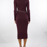 Abito Bordeaux midi glam rock in maglia 2A2960K291 M536 PATRIZIA PEPE 