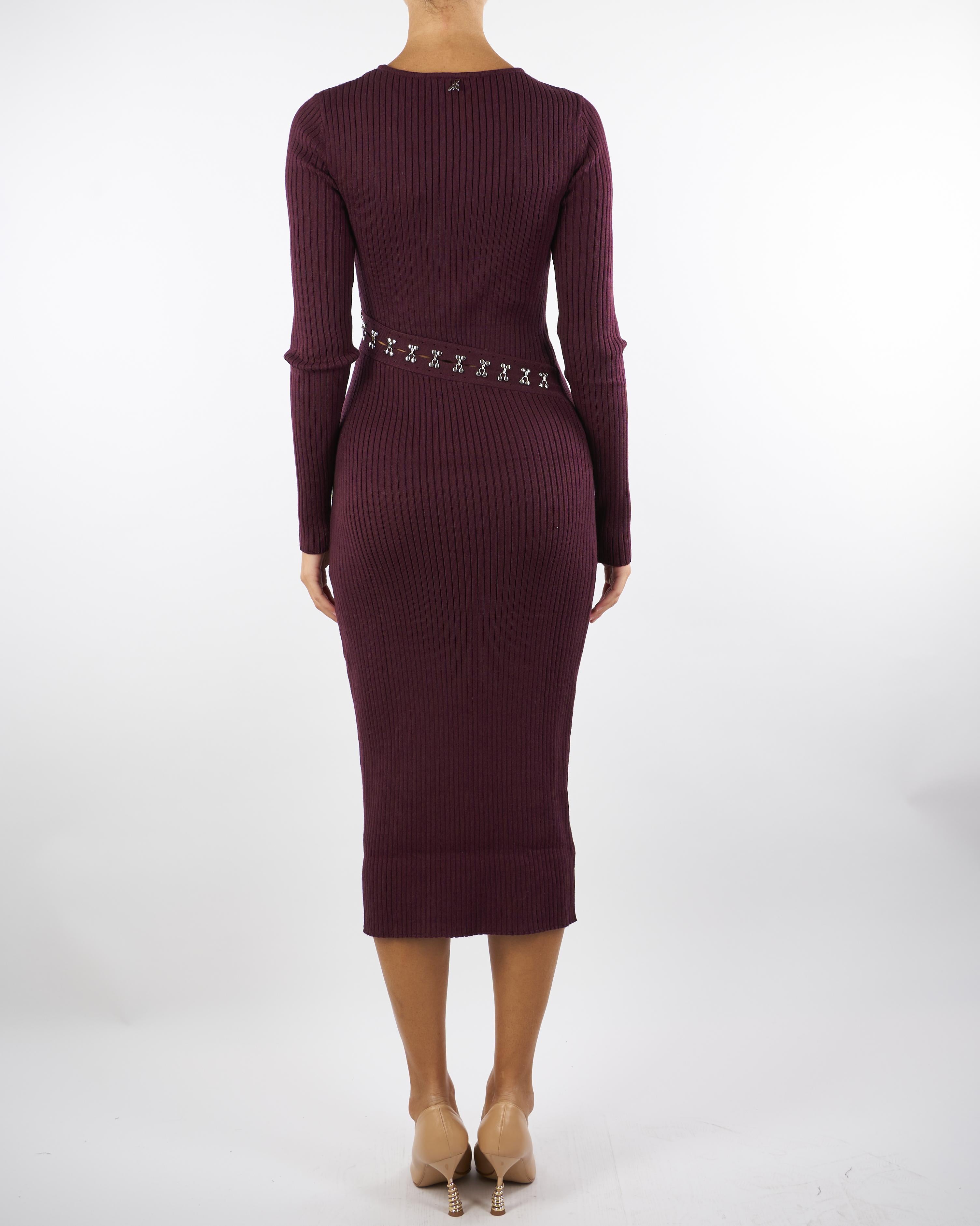 Abito Bordeaux midi glam rock in maglia 2A2960K291 M536 PATRIZIA PEPE 