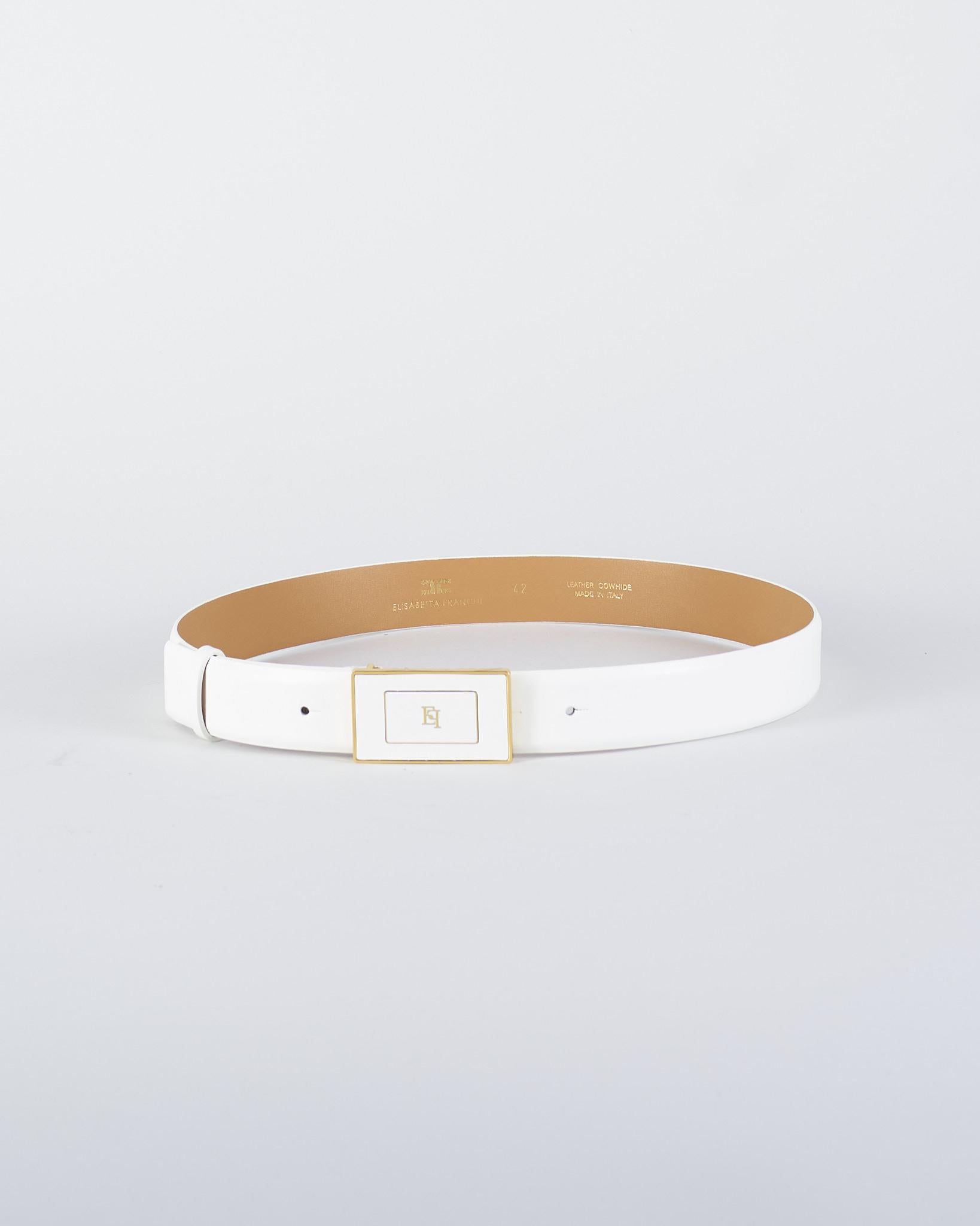 Cintura Avorio in pelle con placca logo CT78S56E2 360 ELISABETTA FRANCHI 