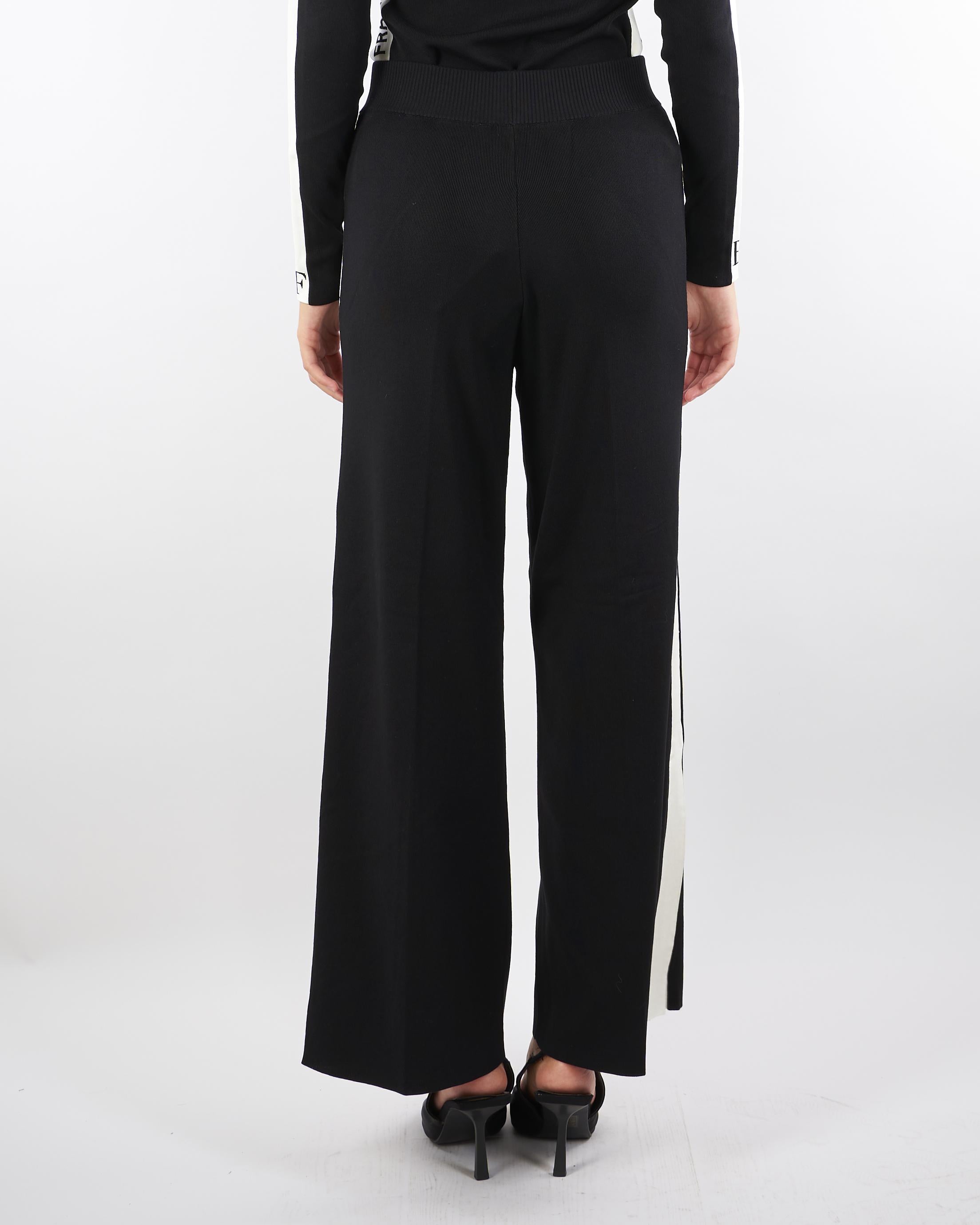 Pantaloni Nero-Milk in viscosa con bande lucide KP69S56E2 EF3 ELISABETTA FRANCHI 