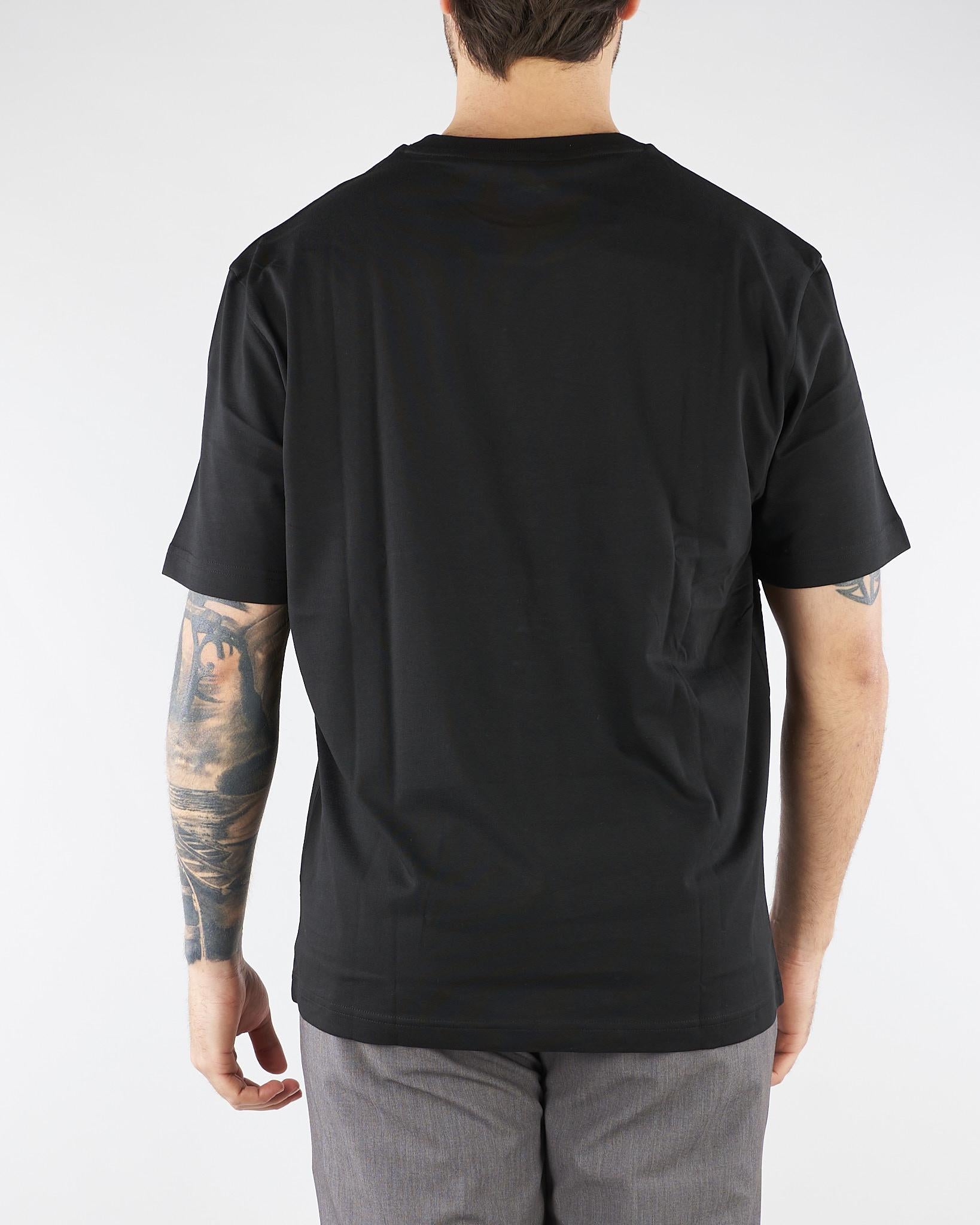 T-shirt Nero in cotone con logo TH7318 031 LACOSTE 