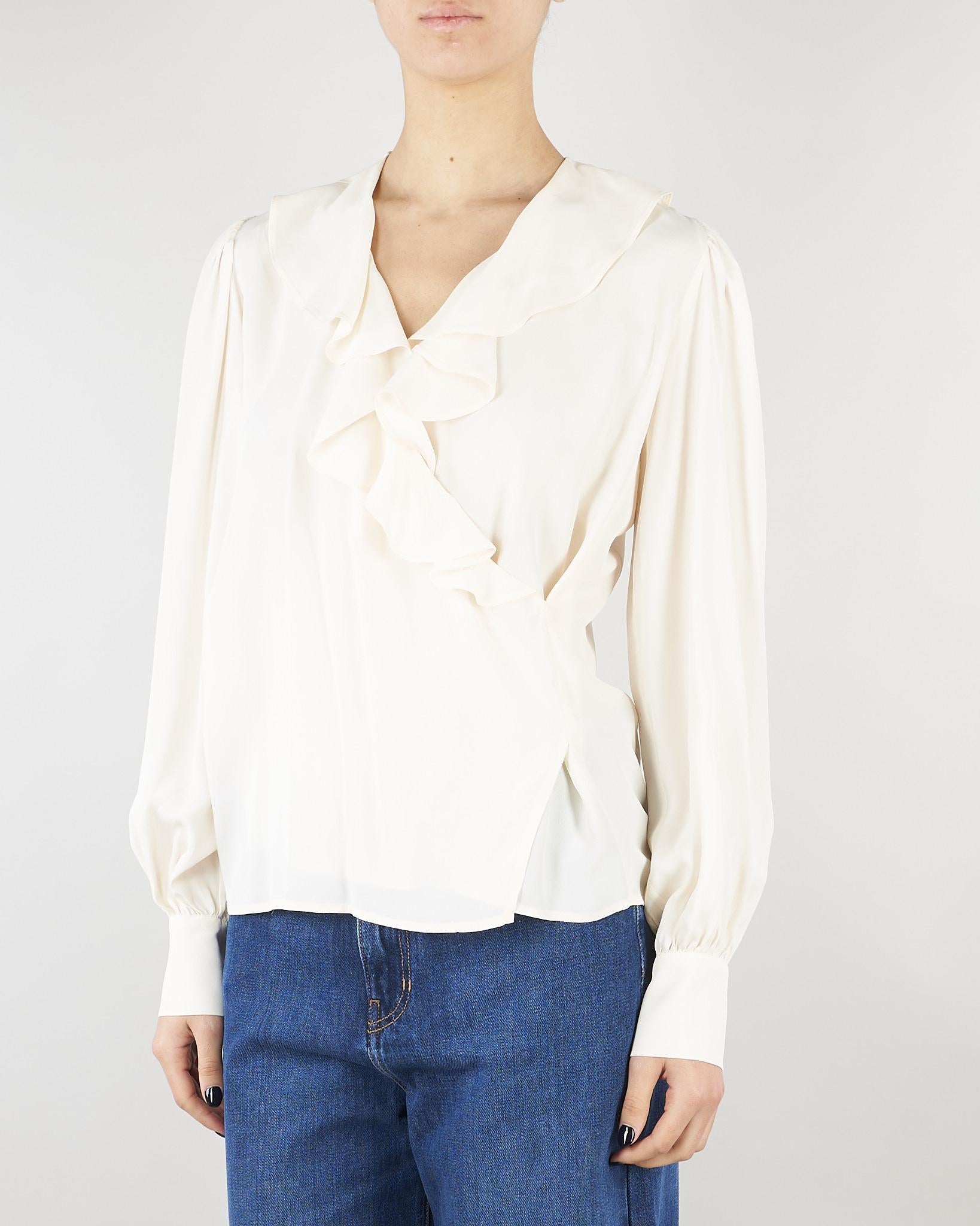 Blusa Panna in crêpe de Chine con volant TP2073 59 TWIN SET 