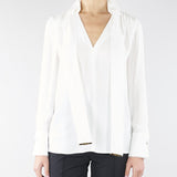 Camicia Avorio in georgette di viscosa con fusciacca CA14661E2 360 ELISABETTA FRANCHI 
